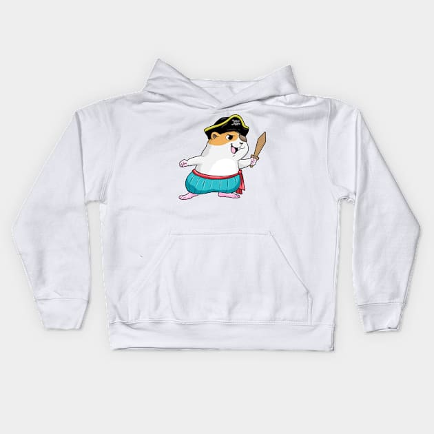 Hamster as Pirate with Sword and Pirate hat Kids Hoodie by Markus Schnabel